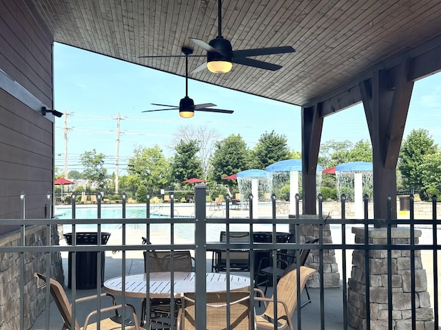 18 Pointer Pl, Lebanon, TN 37087 - view of patio / terrace featuring a ceiling fan and a community pool