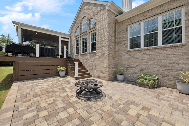 119 Abercairn Dr, Franklin, TN 37064 - view of patio featuring stairway and a sunroom