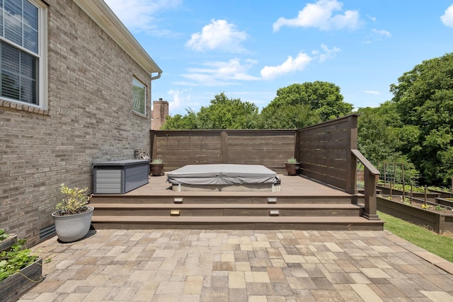 119 Abercairn Dr, Franklin, TN 37064 - view of patio featuring a covered hot tub and a wooden deck