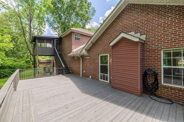 2520 Johnson Ridge Rd, Antioch, TN 37013 - wooden deck with a sunroom and stairs