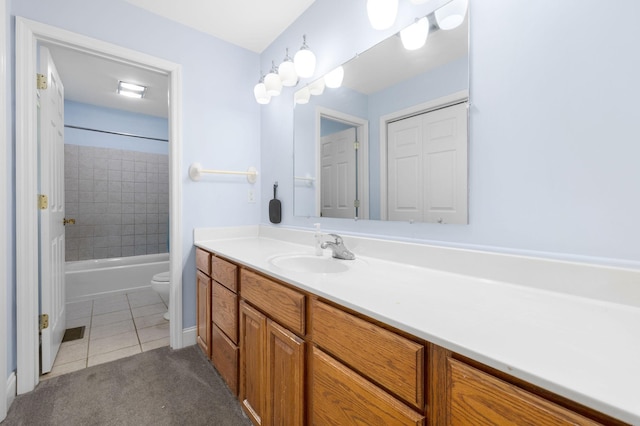2520 Johnson Ridge Rd, Antioch, TN 37013 - full bathroom featuring vanity, toilet, tile patterned flooring, and shower / tub combination