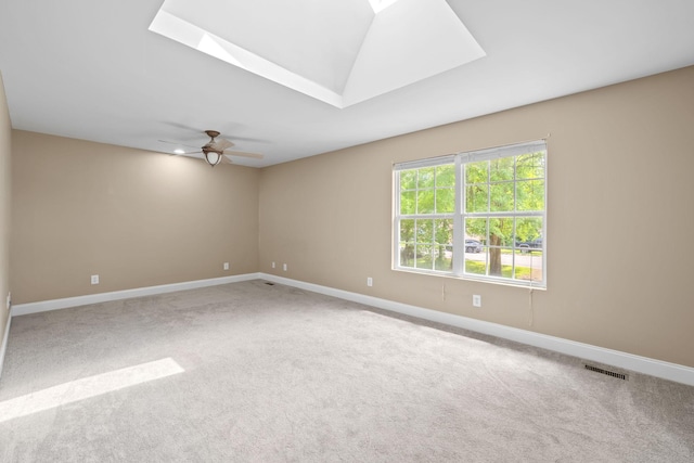 2520 Johnson Ridge Rd, Antioch, TN 37013 - spare room featuring ceiling fan, a skylight, carpet, and baseboards