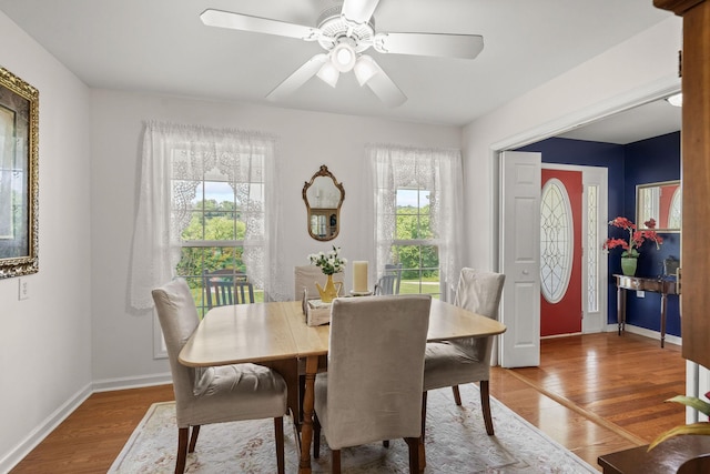 4291 Skelley Rd, Santa Fe, TN 38482 - dining area featuring plenty of natural light, wood finished floors, baseboards, and ceiling fan