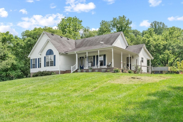 4291 Skelley Rd, Santa Fe, TN 38482 - view of front facade featuring a front lawn, roof with shingles, and covered porch