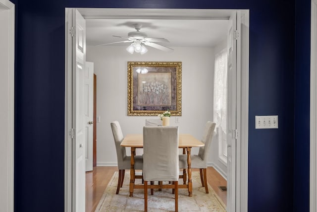 4291 Skelley Rd, Santa Fe, TN 38482 - dining area with light wood finished floors and a ceiling fan