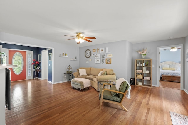 4291 Skelley Rd, Santa Fe, TN 38482 - living area with a ceiling fan, wood finished floors, and plenty of natural light