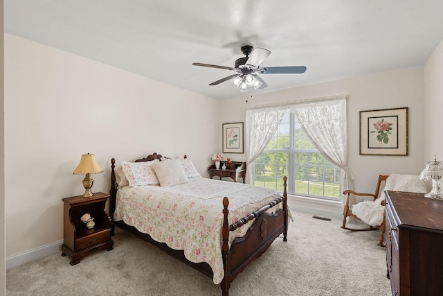4291 Skelley Rd, Santa Fe, TN 38482 - bedroom featuring light colored carpet, baseboards, and ceiling fan