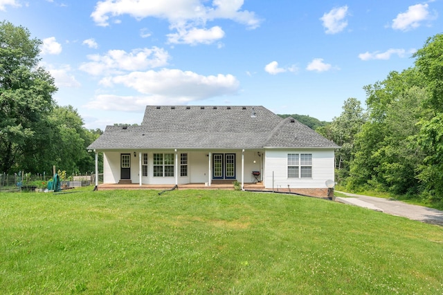 4291 Skelley Rd, Santa Fe, TN 38482 - view of front of property with covered porch, a front lawn, and roof with shingles