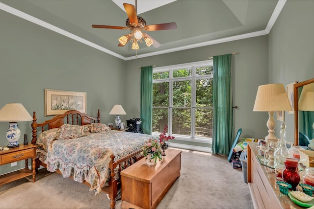 4090 Ironwood Dr, Greenbrier, TN 37073 - bedroom with carpet, crown molding, a raised ceiling, and a ceiling fan