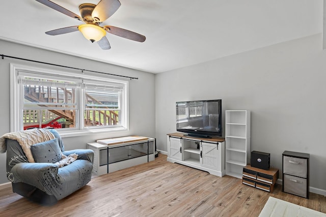 1618 Woodside Dr, Lebanon, TN 37087 - sitting room featuring light wood finished floors, ceiling fan, and baseboards
