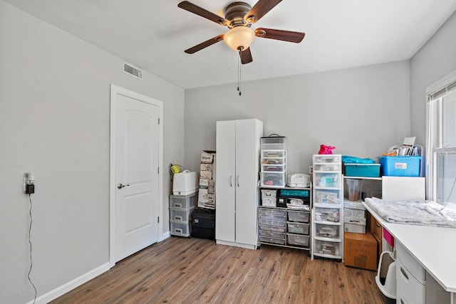 1618 Woodside Dr, Lebanon, TN 37087 - office area featuring ceiling fan, wood finished floors, and baseboards