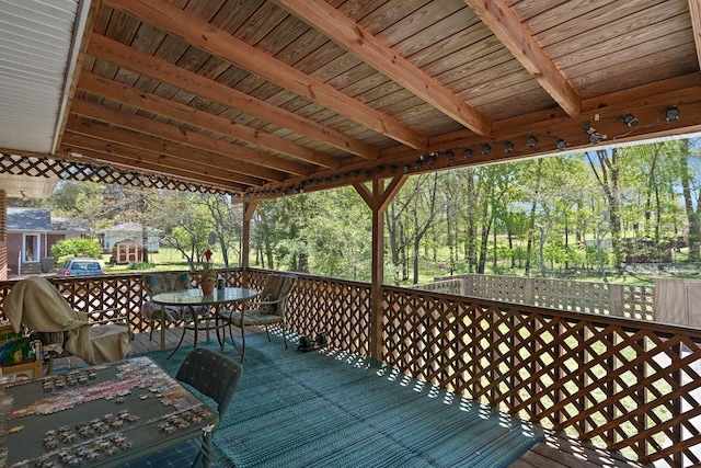 1618 Woodside Dr, Lebanon, TN 37087 - deck featuring outdoor dining area and view of scattered trees