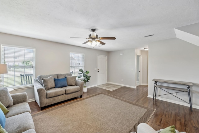 4219 Zephyr Ct, Murfreesboro, TN 37128 - living room featuring wood finished floors, ceiling fan, and baseboards
