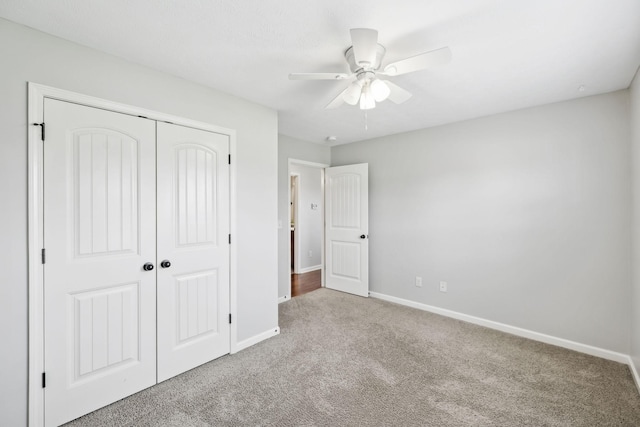 4219 Zephyr Ct, Murfreesboro, TN 37128 - unfurnished bedroom with carpet floors, baseboards, a closet, and ceiling fan
