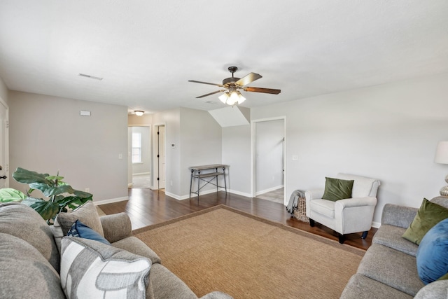 4219 Zephyr Ct, Murfreesboro, TN 37128 - living area featuring wood finished floors, a ceiling fan, and baseboards