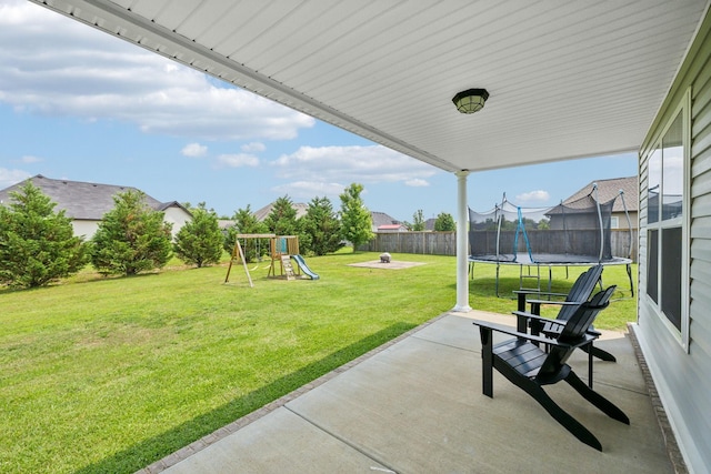 4219 Zephyr Ct, Murfreesboro, TN 37128 - view of patio featuring a trampoline and a playground