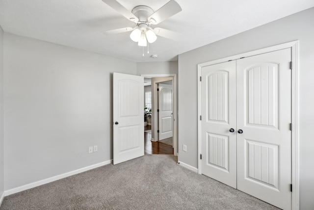 4219 Zephyr Ct, Murfreesboro, TN 37128 - unfurnished bedroom with carpet flooring, baseboards, a closet, and a ceiling fan