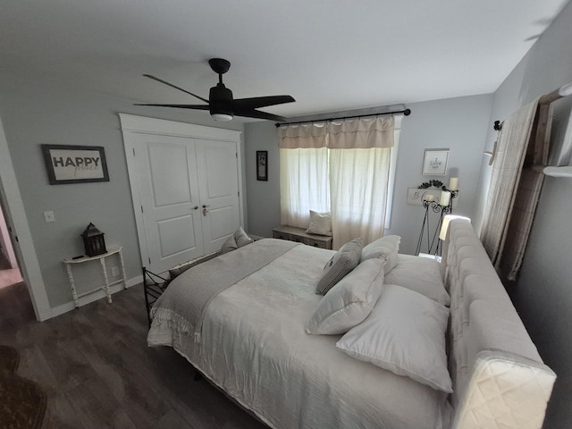 1140 Morriswood Dr, Joelton, TN 37080 - bedroom with wood finished floors, a ceiling fan, a closet, and baseboards