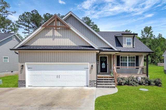 3128 Crow Rd NE, Dalton, GA 30721 - view of front of property featuring roof with shingles, covered porch, a garage, and concrete driveway