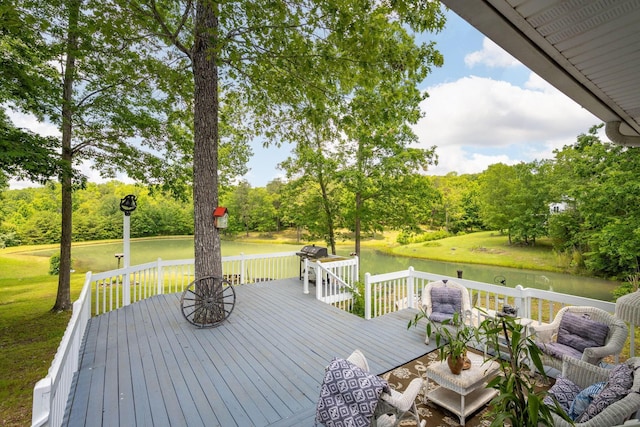 222 Bennie Camp Rd, Dunlap, TN 37327 - wooden terrace featuring a water view and view of scattered trees