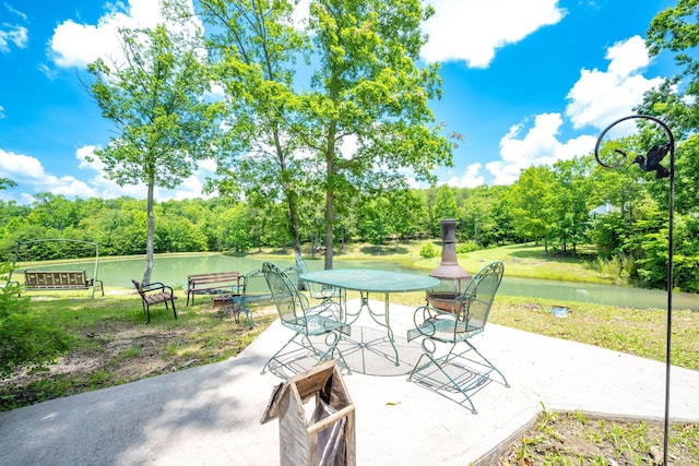 222 Bennie Camp Rd, Dunlap, TN 37327 - view of patio / terrace featuring view of wooded area and a water view