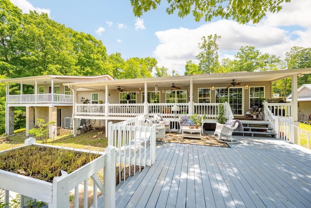 222 Bennie Camp Rd, Dunlap, TN 37327 - deck with ceiling fan, outdoor lounge area, and cooling unit