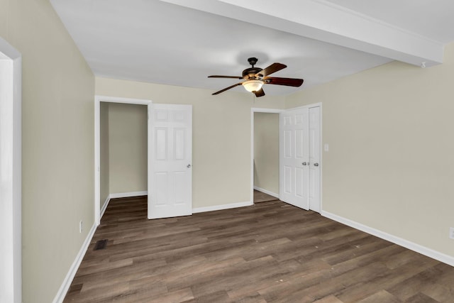 806 Drummond Dr, Nashville, TN 37211 - unfurnished bedroom with dark wood-style flooring, baseboards, and a ceiling fan