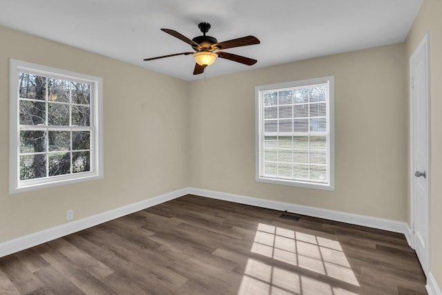 806 Drummond Dr, Nashville, TN 37211 - spare room with baseboards, a ceiling fan, and dark wood-style floors