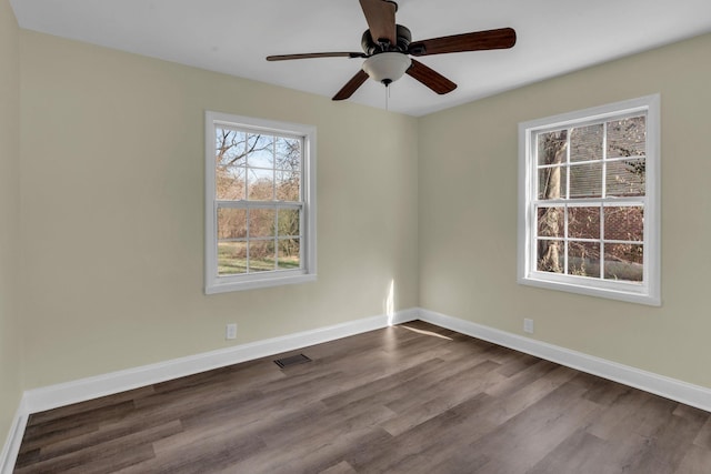 806 Drummond Dr, Nashville, TN 37211 - spare room with dark wood-style flooring, ceiling fan, and baseboards