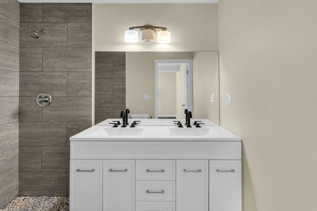 806 Drummond Dr, Nashville, TN 37211 - bathroom with tiled shower and double vanity