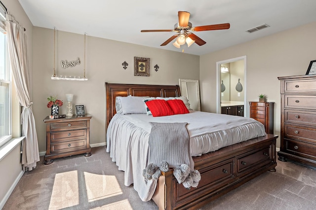 1071 Muna Ct, Spring Hill, TN 37174 - bedroom with carpet, ensuite bath, baseboards, and a ceiling fan