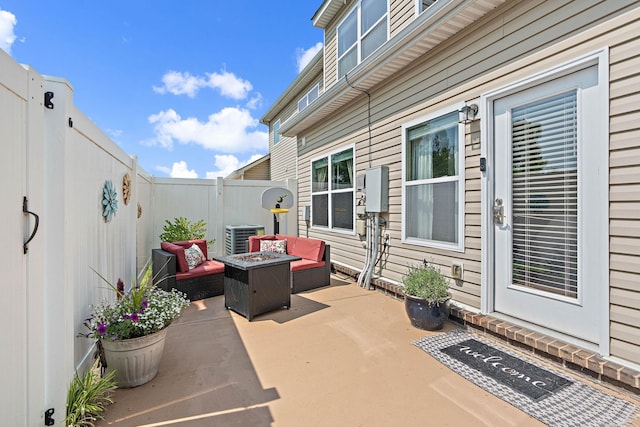 1071 Muna Ct, Spring Hill, TN 37174 - fenced backyard with an outdoor fire pit, a patio, and central air condition unit
