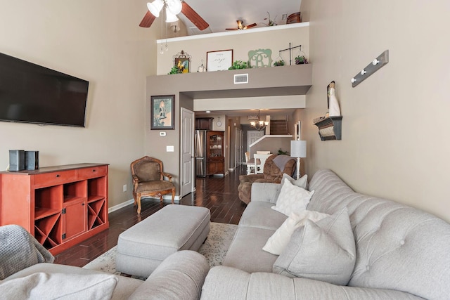 1071 Muna Ct, Spring Hill, TN 37174 - living area with a chandelier, wood finished floors, ceiling fan, and baseboards