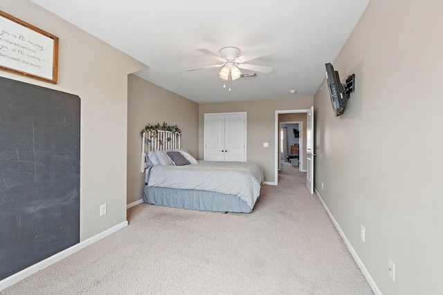 1071 Muna Ct, Spring Hill, TN 37174 - bedroom featuring carpet flooring, baseboards, a closet, and ceiling fan
