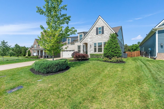 1210 Proprietors Pl, Murfreesboro, TN 37128 - view of front facade with stone siding, an attached garage, central air condition unit, and driveway