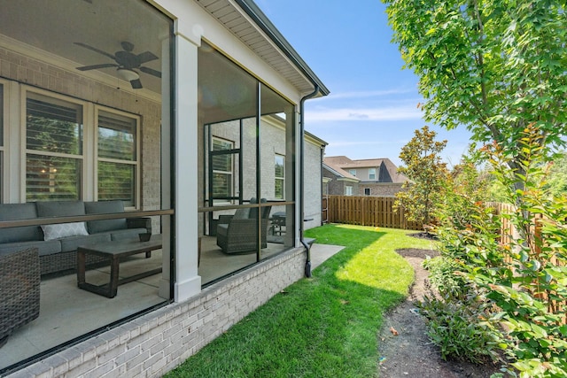 1210 Proprietors Pl, Murfreesboro, TN 37128 - view of yard featuring a sunroom and a ceiling fan