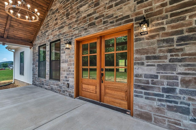 53 Kemp Hollow Rd, Pleasant Shade, TN 37145 - property entrance featuring stone siding and french doors
