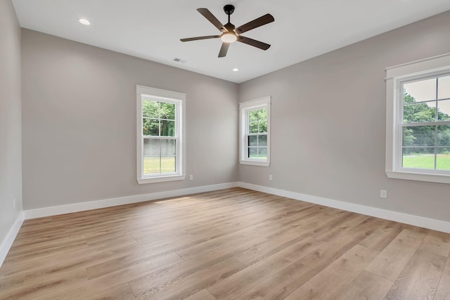 53 Kemp Hollow Rd, Pleasant Shade, TN 37145 - unfurnished room with light wood finished floors, ceiling fan, and recessed lighting