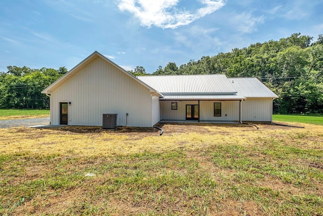 53 Kemp Hollow Rd, Pleasant Shade, TN 37145 - back of house featuring french doors, a yard, and a metal roof
