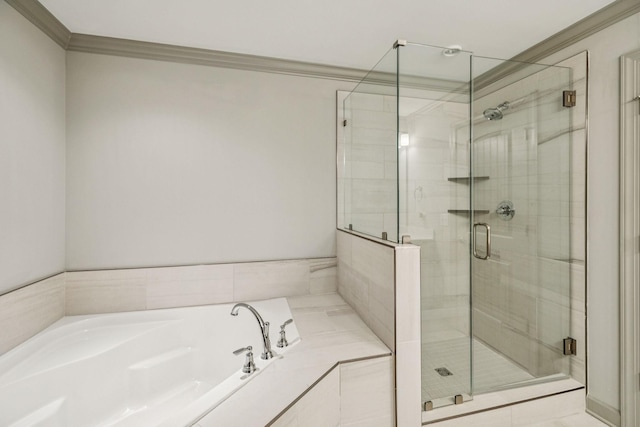 2342 N Tennessee Blvd Unit 1203, Murfreesboro, TN 37130 - full bathroom featuring a bath, a shower stall, and ornamental molding