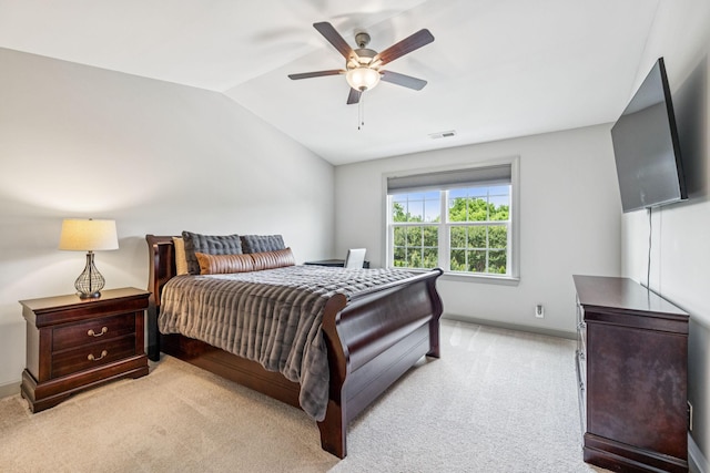2342 N Tennessee Blvd Unit 1203, Murfreesboro, TN 37130 - bedroom featuring light colored carpet, lofted ceiling, baseboards, and ceiling fan