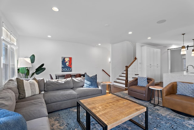 519 Chesterfield Ave Unit 1, Nashville, TN 37212 - living area with stairs, recessed lighting, and wood finished floors