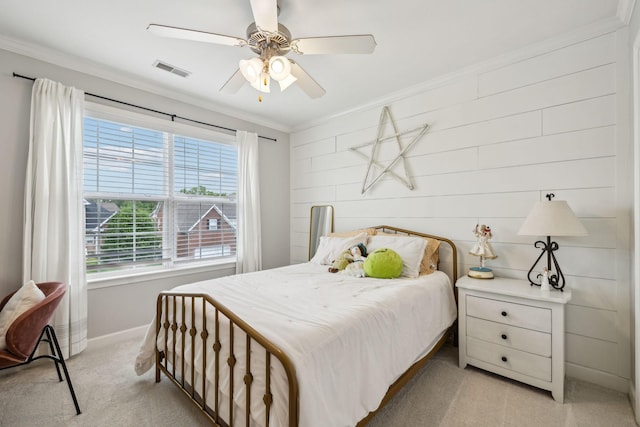2005 Keene Cir, Spring Hill, TN 37174 - bedroom featuring light carpet, ornamental molding, baseboards, and a ceiling fan