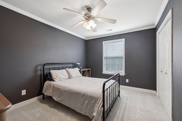 2005 Keene Cir, Spring Hill, TN 37174 - bedroom featuring light colored carpet, ornamental molding, baseboards, and a closet