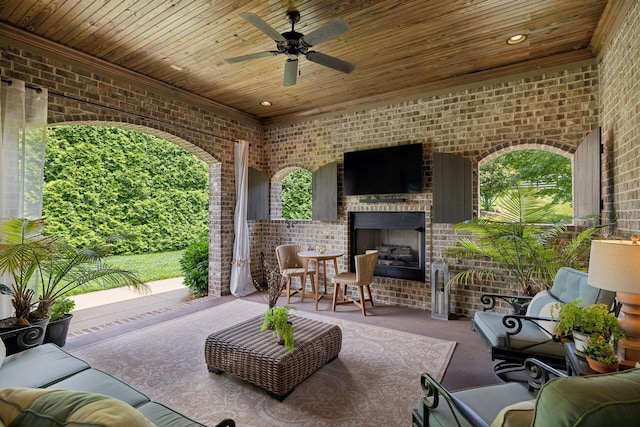 4620 Nadine Ln, Franklin, TN 37064 - view of patio featuring ceiling fan and an outdoor living space with a fireplace