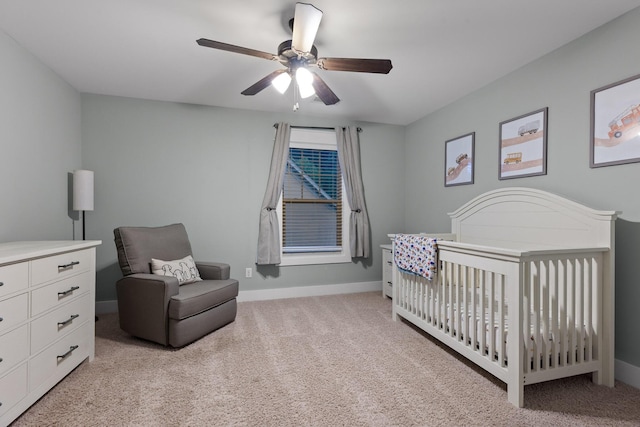 808 Willcrest Dr, Chattanooga, TN 37405 - bedroom with a nursery area, light carpet, baseboards, and ceiling fan