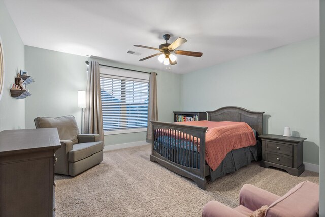 808 Willcrest Dr, Chattanooga, TN 37405 - bedroom with baseboards, light colored carpet, and a ceiling fan