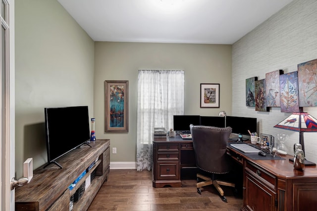 566 Oakvale Ln, Mount Juliet, TN 37122 - home office featuring dark wood-style floors and baseboards