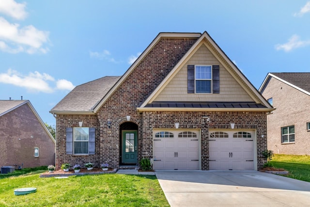 566 Oakvale Ln, Mount Juliet, TN 37122 - traditional home featuring brick siding, concrete driveway, a front yard, and a garage