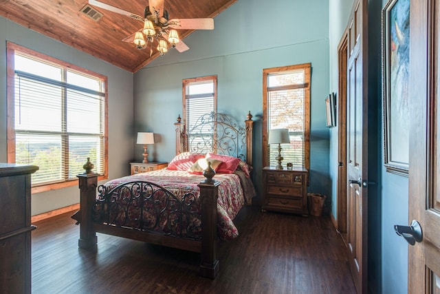 0 Fletcher Rd, Gruetli Laager, TN 37339 - bedroom featuring vaulted ceiling, wooden ceiling, wood finished floors, a ceiling fan, and baseboards
